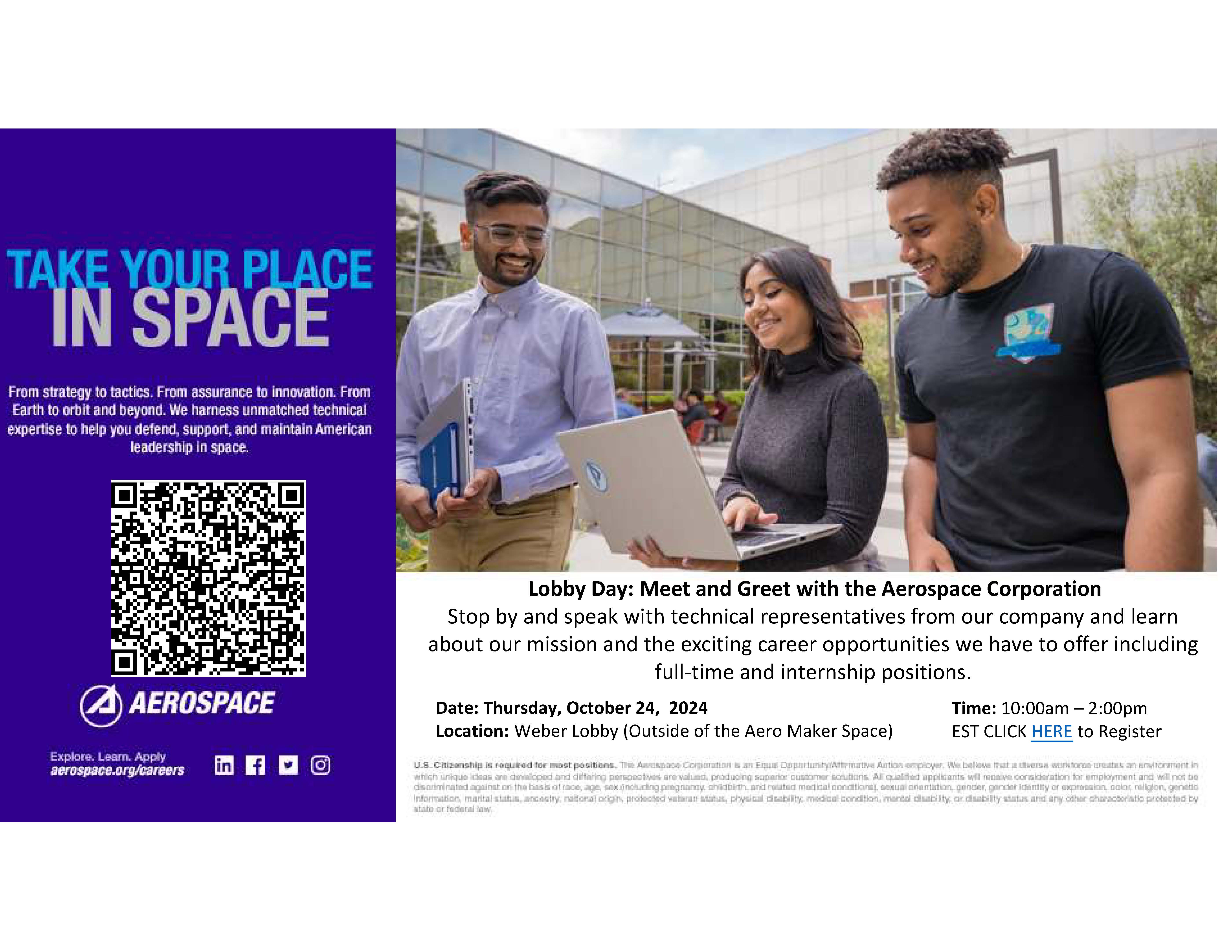 Lobby Day Meet and Greet with the Aerospace Corporation Daniel